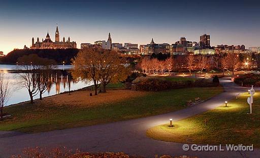 Ottawa-Gatineau At Dawn_09953.jpg - Ottawa, Ontario - the capital of Canada - in the distanceGrounds of the Museum of Civilization in the foreground.Photographed from Gatineau (Hull), Quebec, Canada. 